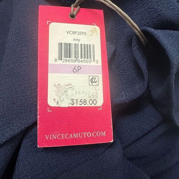 Vince Camuto Women's 6 Petite Blouson Tier Jumpsuit Navy Blue Semi Formal New - Picture 7 of 13